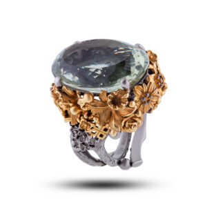 Кольцо серебряное «Волшебный цветок», камни жемчуг, празиолит, размер 18