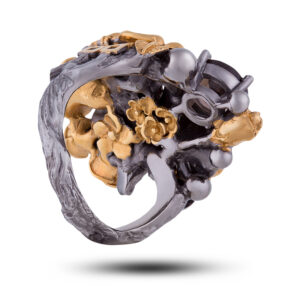 Кольцо серебряное «Желанный букет», камни раухтопаз, родолит, размер 18,5