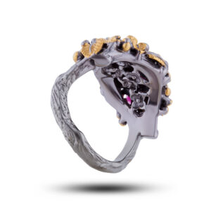 Кольцо серебряное «Розовый букет», камень родолит, размер 18,5
