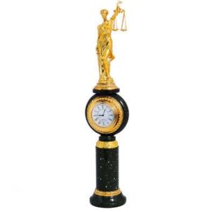Часы каминные «Время Фемиды» из камня змеевик, 40 см
