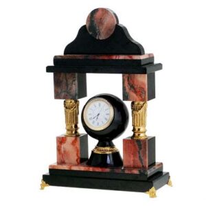 Часы «С колоннами» из камня яшма