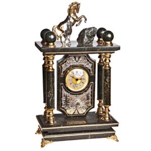 Часы каминные «Златоуст» Камень змеевик