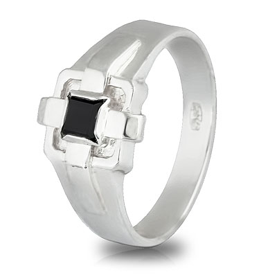 Мужское серебряное кольцо с натуральным камнем агат ручной работы