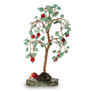 Дерево «Яблоня с яблоками», камни авантюрин, сердолик, змеевик, 20 см
