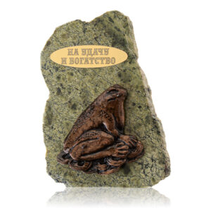 Магнит на холодильник жаба «На удачу и богатство», камень змеевик, 75 мм