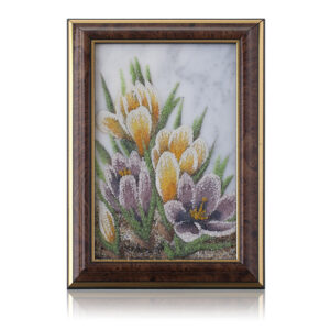 Картина «Весна» из камней аметист, цитрин, нефрит, мрамор, 15*10 см