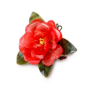 Цветок “Роза”, камень флюорит, халцедон