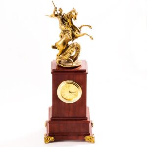 Часы «Георгий Победоносец» из камня яшма, 23,5 см