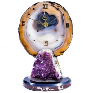Часы «Аметистовая друза» из камней аметист, агат, 200 мм