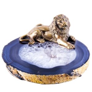 Подарок ручной работы Сувенир “Знак зодиака – Лев” Драгоценный камень Агат Литье бронза