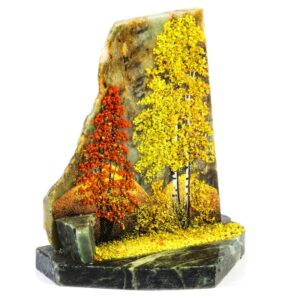 Сувенир из камня “Осенний пейзаж” Драгоценный камень Змеевик, кварц