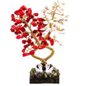 Бонсай «Дерево любви», камни коралл, перламутр, 140 мм
