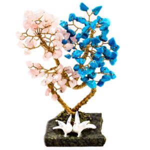 Бонсай «Дерево любви»,драгоценный камень Розовый кварц, хаолит