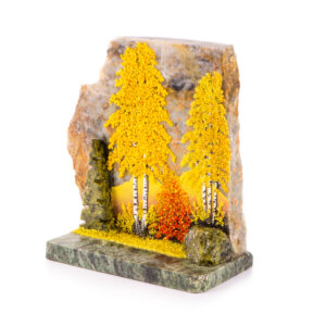 Сувенир из камня Каменный срез “Зима” Драгоценный камень змеевик, кварц