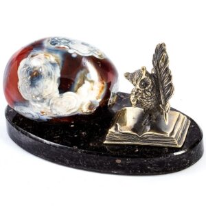 Фигура “Сова с пером”, драгоценный камень Корнеол