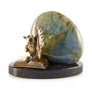 Фигурка «Сова с пером». камень лабрадор, 66 мм