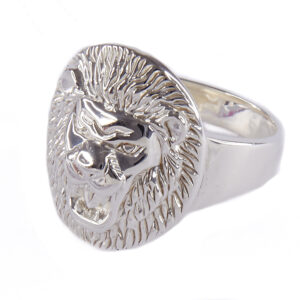 Мужское кольцо “Лев” Оправа серебро