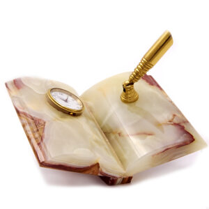 Письменный набор «Часы-книга», камень оникс
