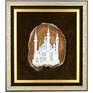 Картина на срезе агата «Мечеть», камень сердолик, 34 см