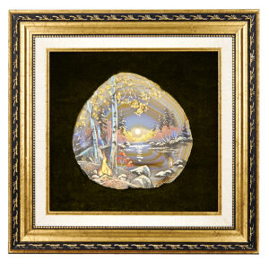 Картина на срезе агата “Закат” Драгоценный камень агат, сердолик Ручная работа