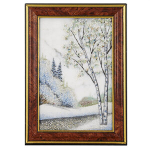 Картина  «Зима» Драгоценный камень мрамор, цитрин Ручная работа