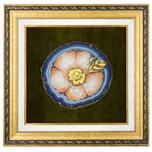 Картина на срезе агата, камни хризолит, цитрин, мрамор, 15 см