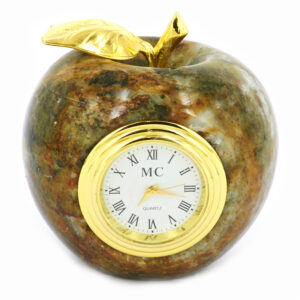 Часы из натурального камня “Яблоко” Драгоценный камень змеевик