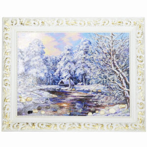 Картина «Зимний пейзаж», камни агат, лабрадор, 37*47 см