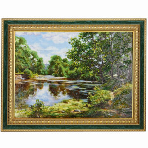Картина «Лесная река» Драгоценный камень хризолит