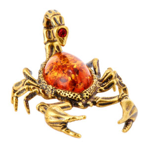 Подарок из камня Фигурка “Скорпион” Драгоценный камень янтарь Литье бронза