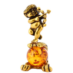 Фигурка из натурального камня “Стрелец” Драгоценный камень янтарь Литье бронза