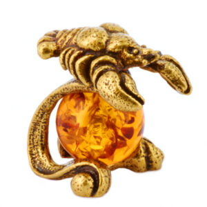 Памятный подарок для знака зодиака “Рак” Драгоценный камень янтарь Литье бронза