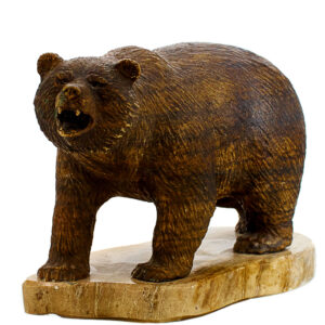 Фигурка из натурального камня “Бурый медведь” Драгоценный камень ангидрит, кальцит