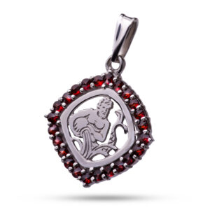 Подарок знаку зодиака “Водолей” Драгоценный камень гранат Оправа серебро 925 проба