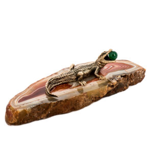 Фигурка «Крокодил на агате» из камня агат, 210 мм