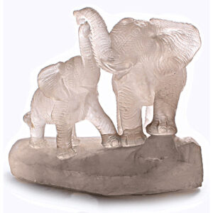 Скульптура «Слоны», камень горный хрусталь, 160 мм