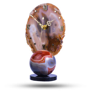 Часы на шаре из камня агат, 20 см