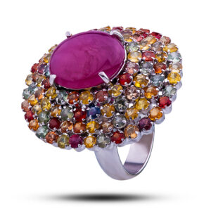 Кольцо серебряное с рубином, шпинель, 78814