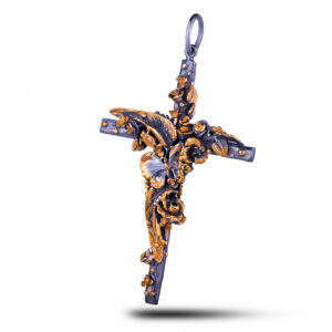 Подвеска серебряная “Крест”, камни фианит, шпинель, 85 мм