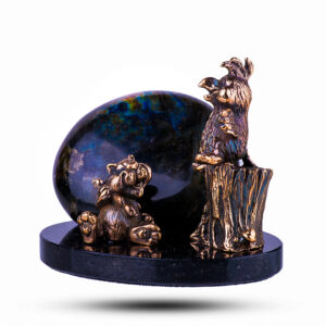 Фигурка «Кеша и Кот», камень лабрадор, 75 мм