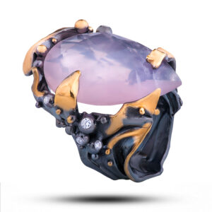 Кольцо серебряное «Нежность», камни розовый кварц, фианит, размер 19,5