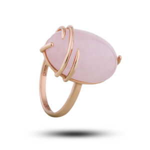 Эксклюзивное золотое кольцо Камень розовый кварц