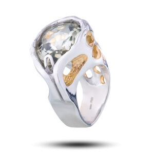 Кольцо серебряное, камень празиолит, размер 18