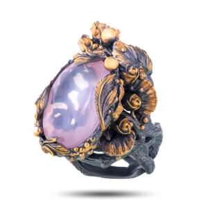 Кольцо серебряное «Венера», камень розовый кварц, размер 17,25
