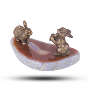 Фигурка «Два зайца» из камня агат, 5 см