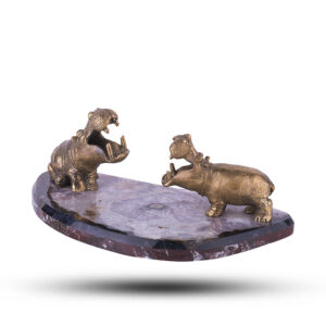Фигурка «Два бегемота» из камней агат, мрамор, 9 см
