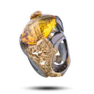 Авторское мужское кольцо, бренд “Denisov & Gems”, камень цитрин
