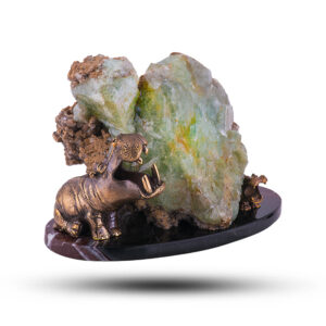 Фигурка «Два бегемота», камень датолит, 140 мм