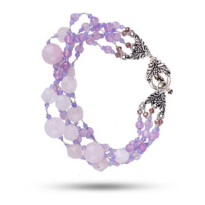 Браслет, бренд “Aida”, камни аметист, розовый кварц, кристаллы