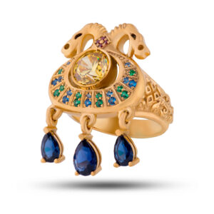 Эксклюзивное авторское кольцо “Двухглавый конь”, бренд “Denisov & Gems”
